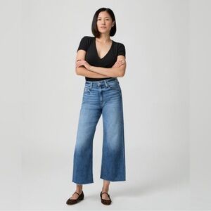 PAIGE Anessa High-Rise Wide-Leg Jeans Size 30 Distressed Rock Show Denim